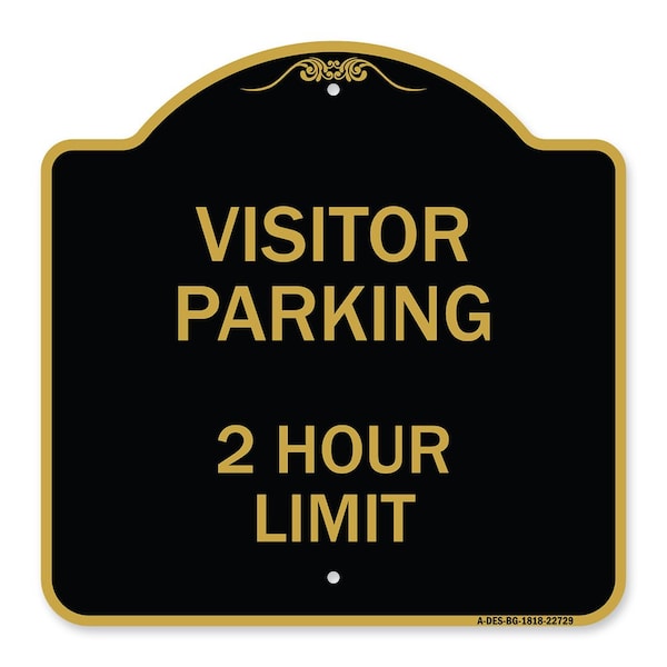 Visitor Parking Sign Visitor Parking 2 Hour Limit, Black & Gold Alum Sign, 18" x 18", BG-1818-22729